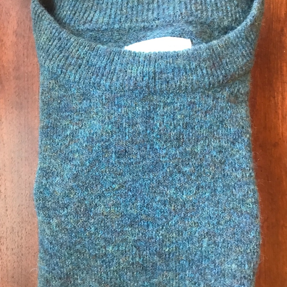 YaYa Sweater - Women’s L - Mohair Blend, Classic, teal w/ oversized YaYa Collar